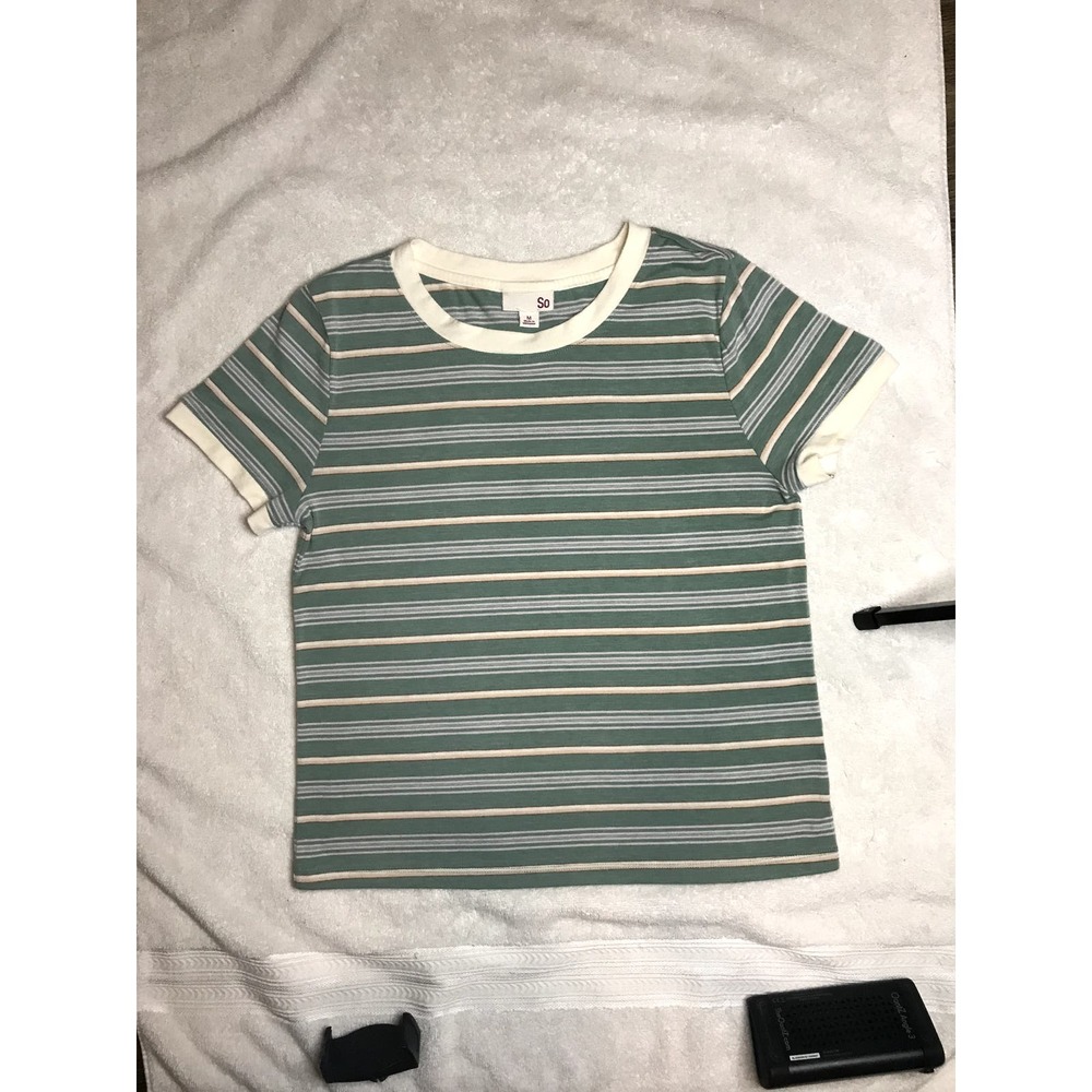 Green Striped Crew Neck